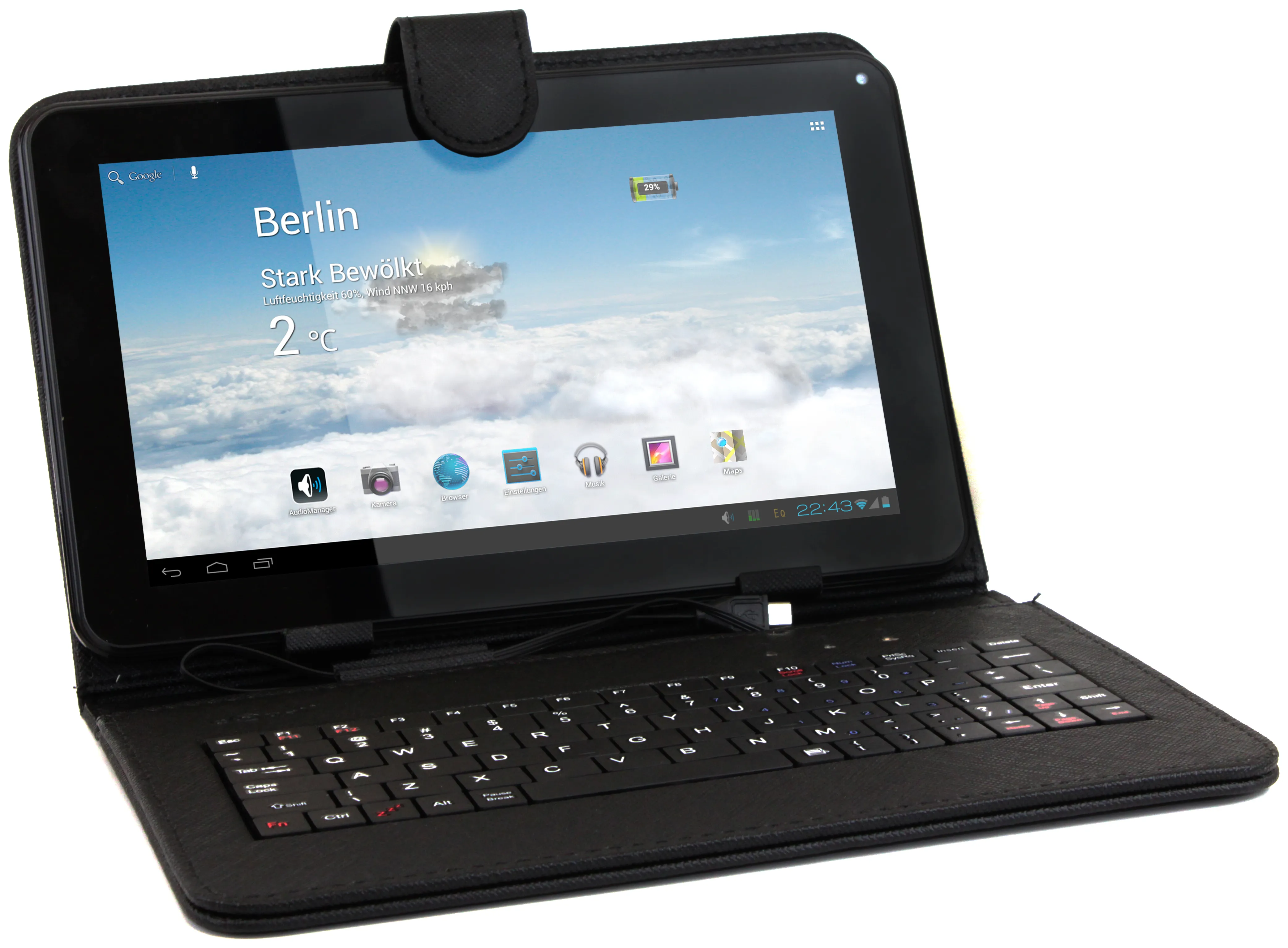 Funda Teclado Para Tablet Boxchip 9 Negro Liso