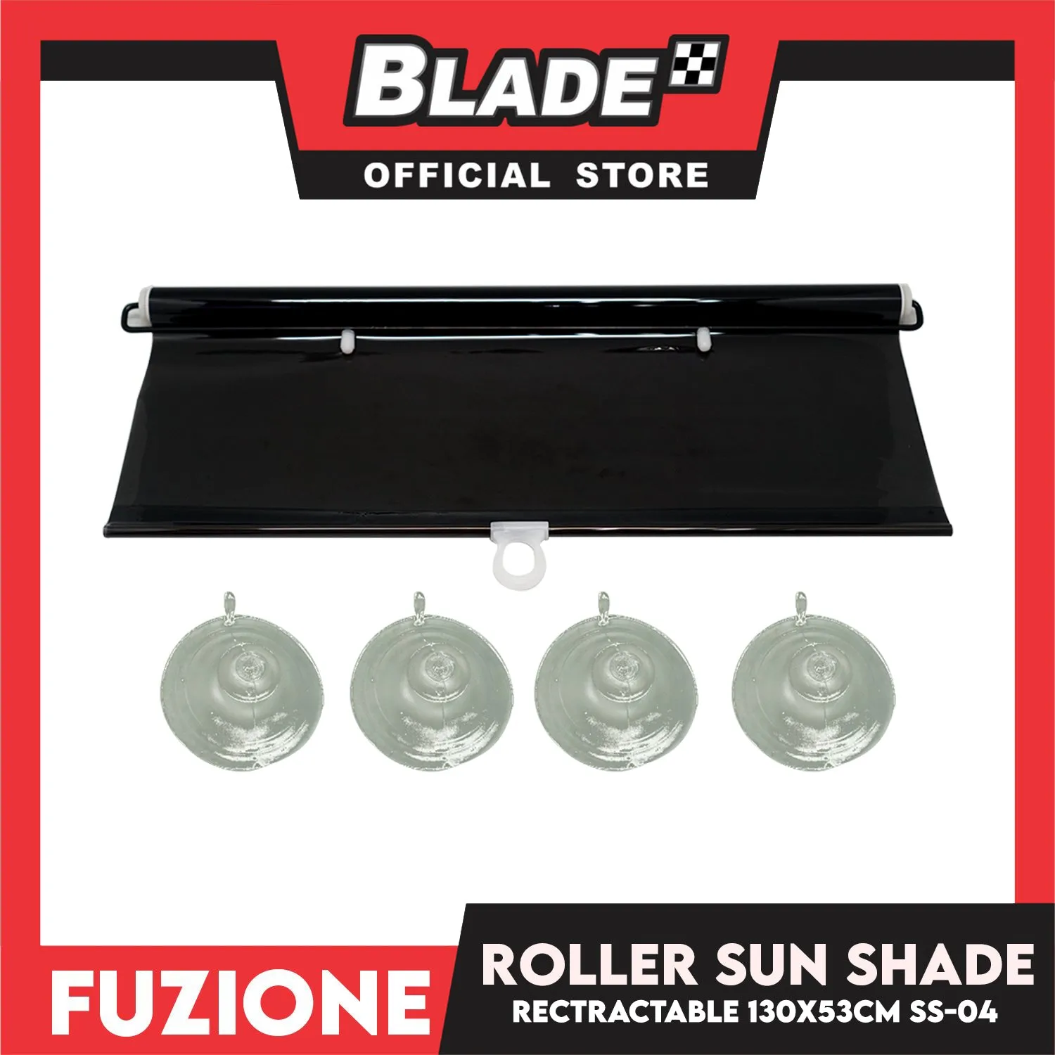 Fuzion Retractable Roller Sun Shade Tint 130x53cm (Black) FSS-53-M SS-04