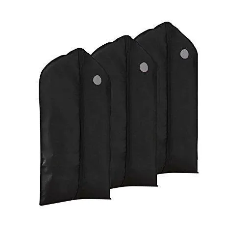 Garment Bags, Suit Bags with Clear Window for Clothes Storage and Travel,Hanging Suit,Uniform,Dance Costumes,Dress and Other Important Garments, 3-Pack（Black, 128CM x 60CM (50.4X 23.6in)