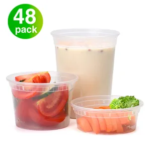 Glotoch Food Storage Containers with Airtight Lids 16 oz 48packs- Restaurant Deli Containers/Great for Party Supplies, Meal Prep and Portion Control - Leakproof and Microwave/Dishwasher/Freezer Safe