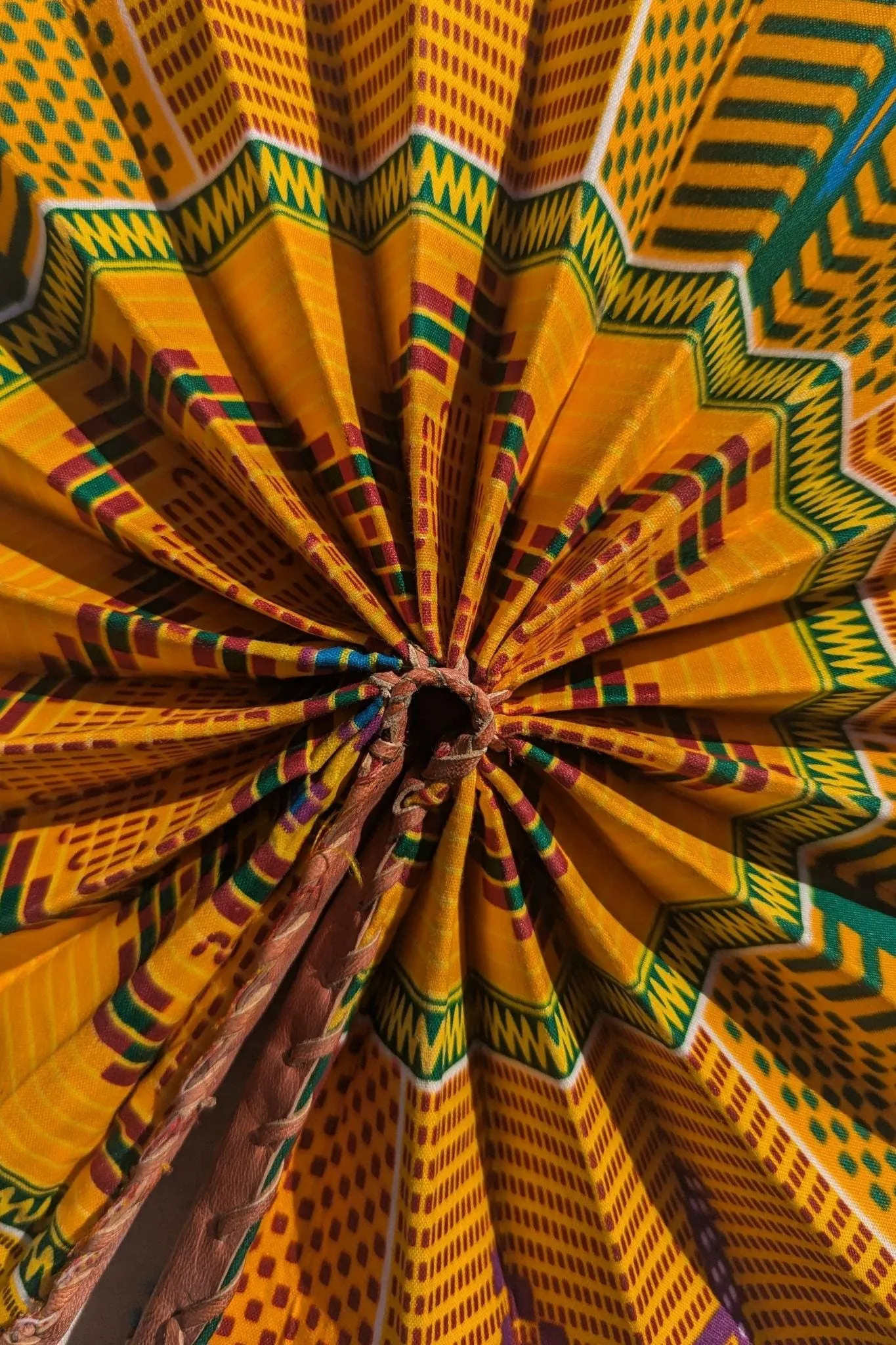 Golden Kente African Print Folding Fan