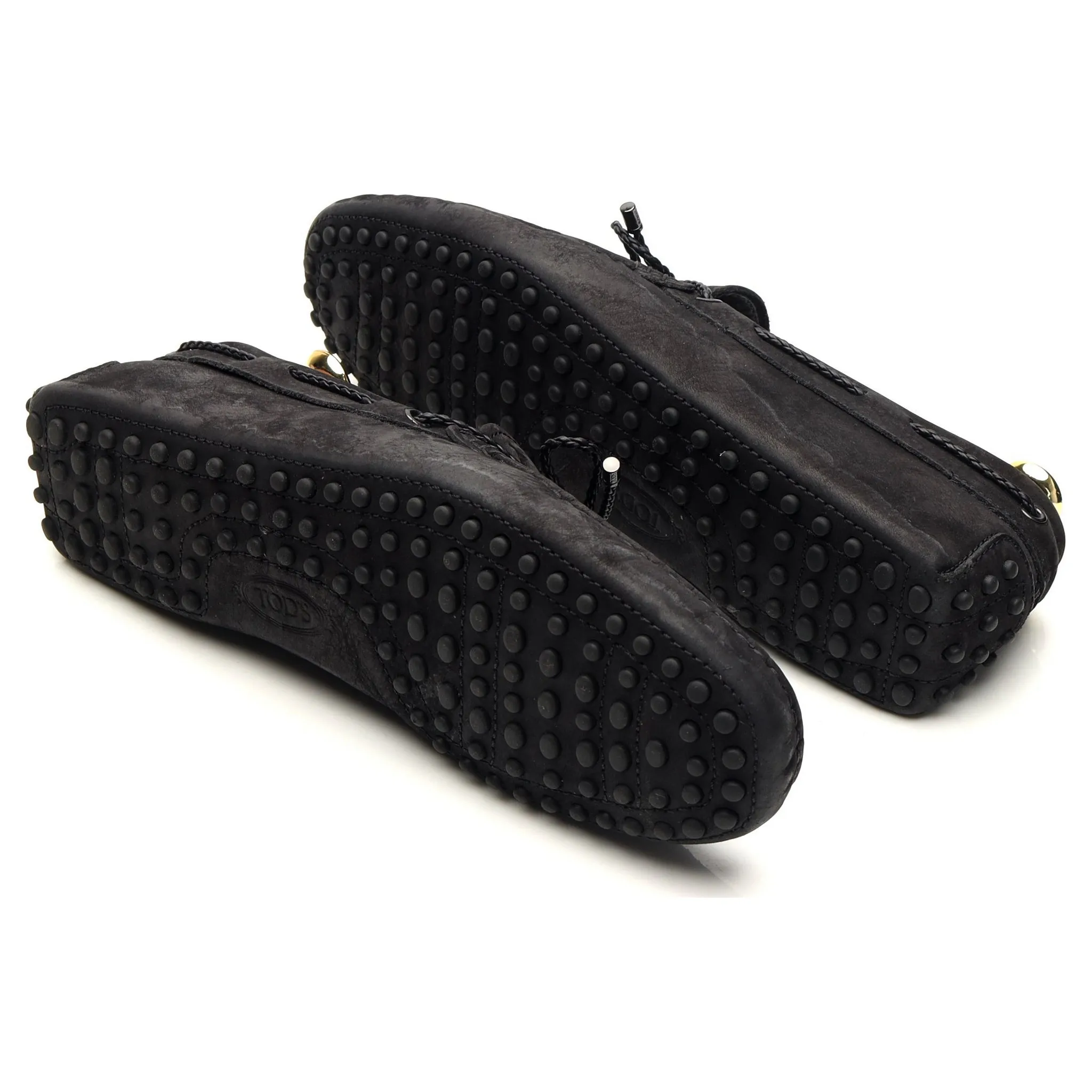 Gommino Black Nubuck Leather Driving Loafers UK 6