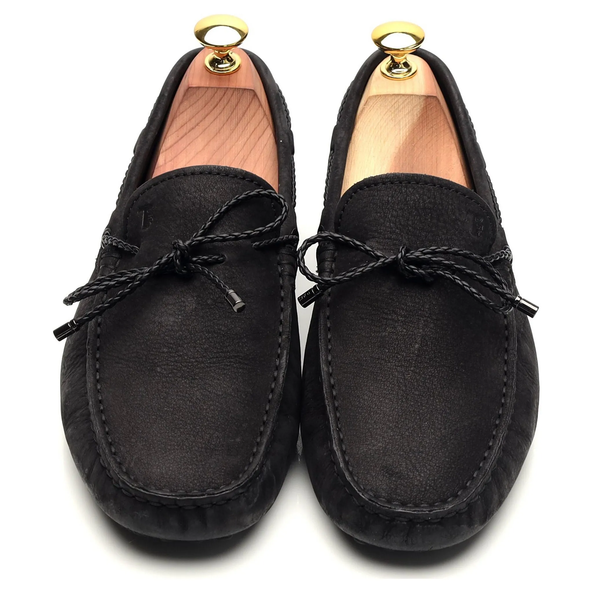 Gommino Black Nubuck Leather Driving Loafers UK 6