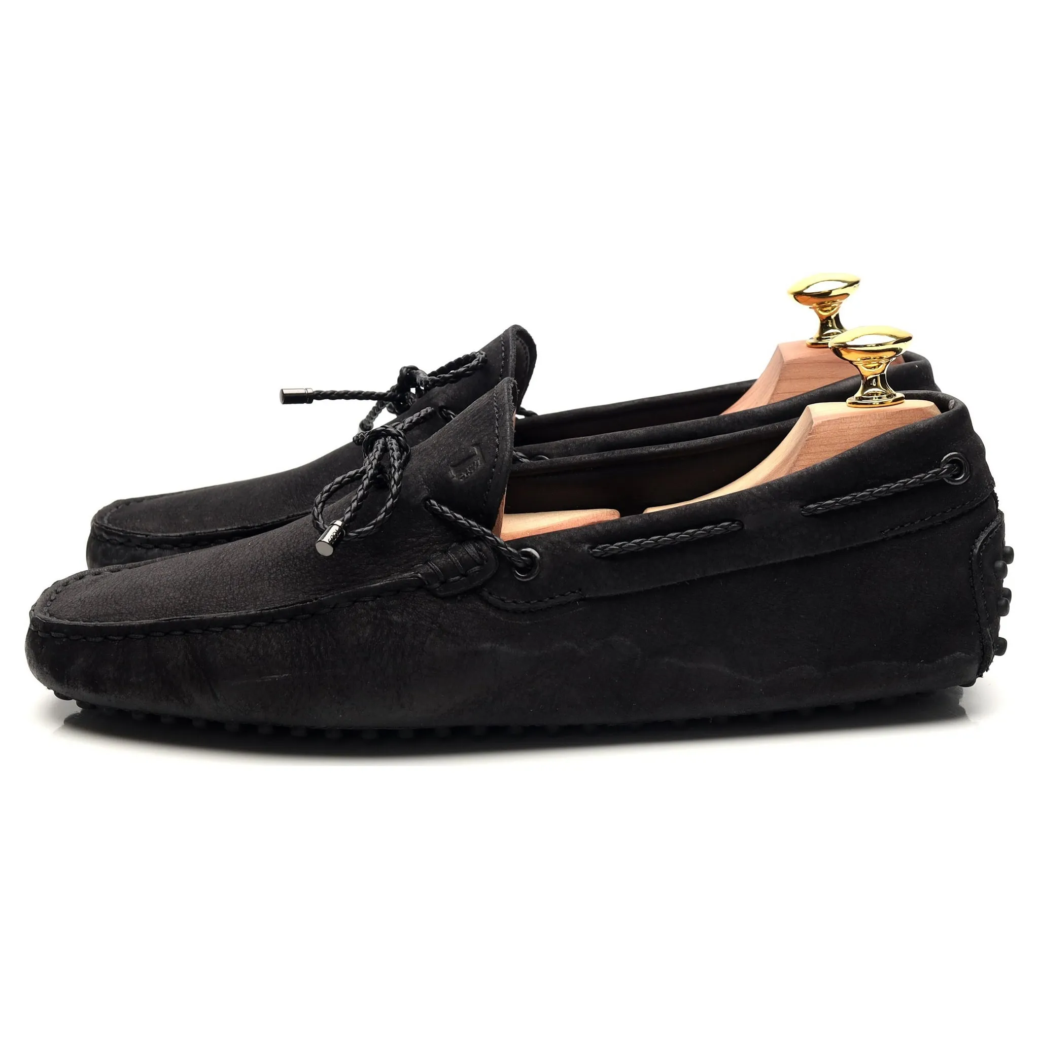 Gommino Black Nubuck Leather Driving Loafers UK 6