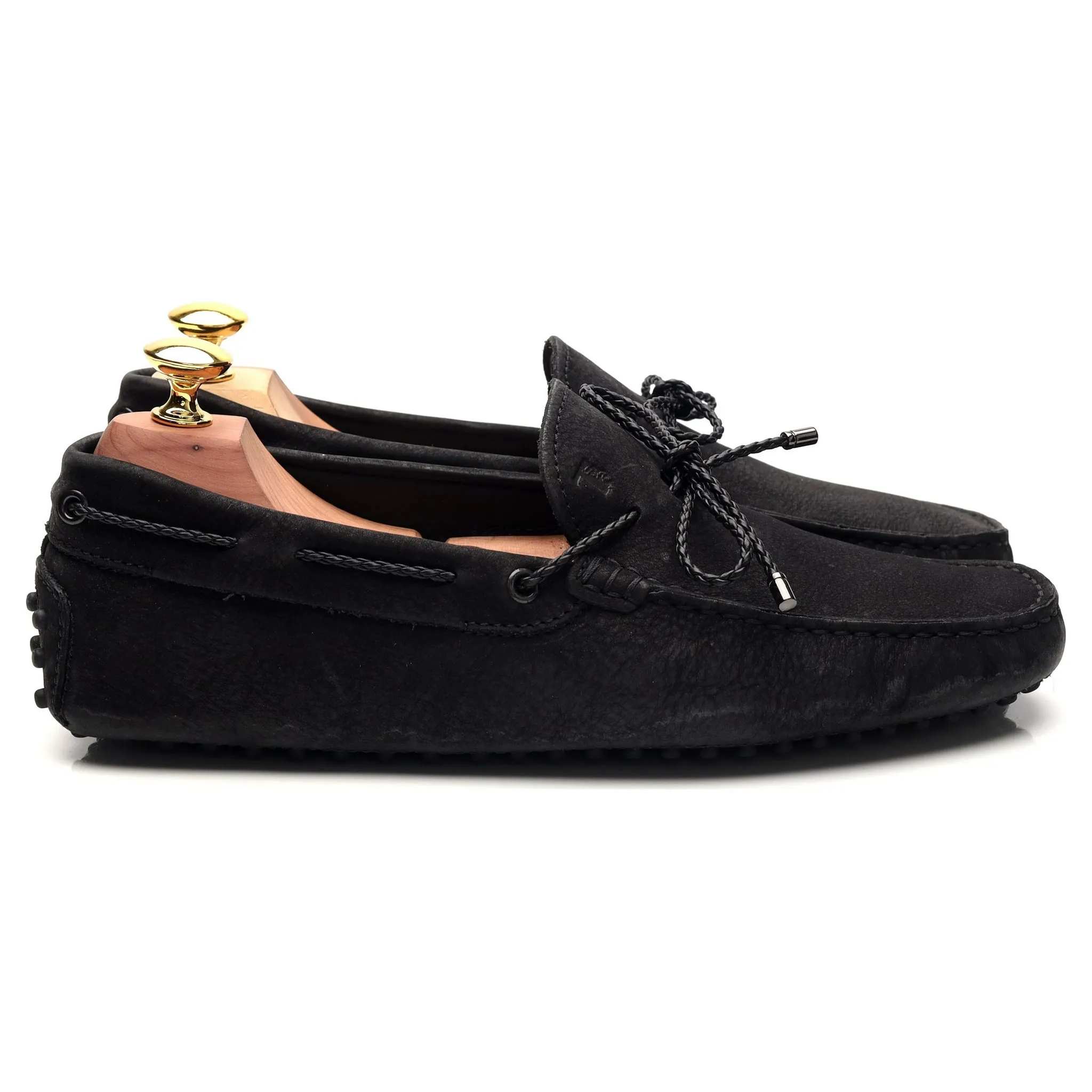 Gommino Black Nubuck Leather Driving Loafers UK 6