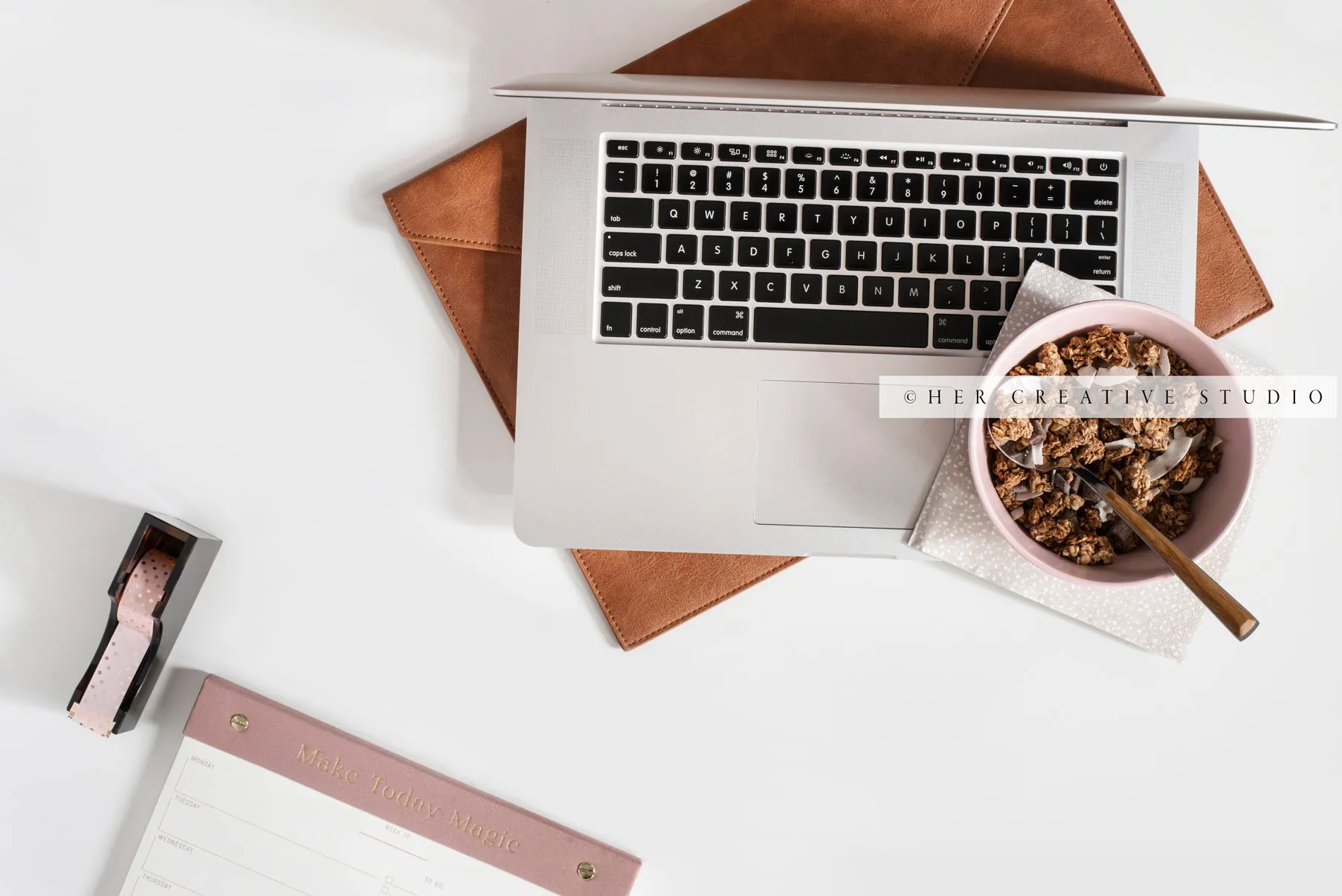 Granola, Agenda & Laptop. Digital Image.