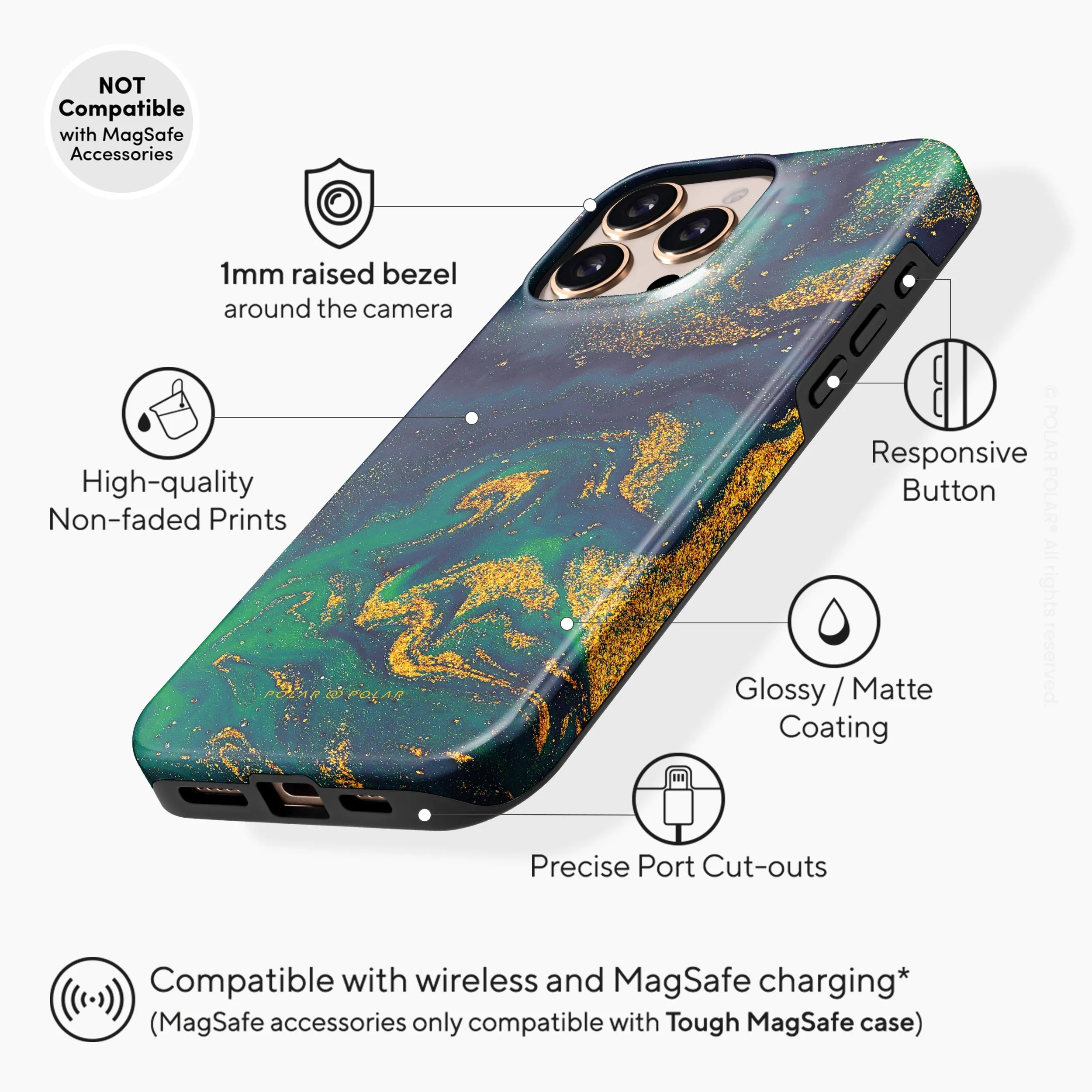 Green Night Quicksand - iPhone 16 Pro Max Case