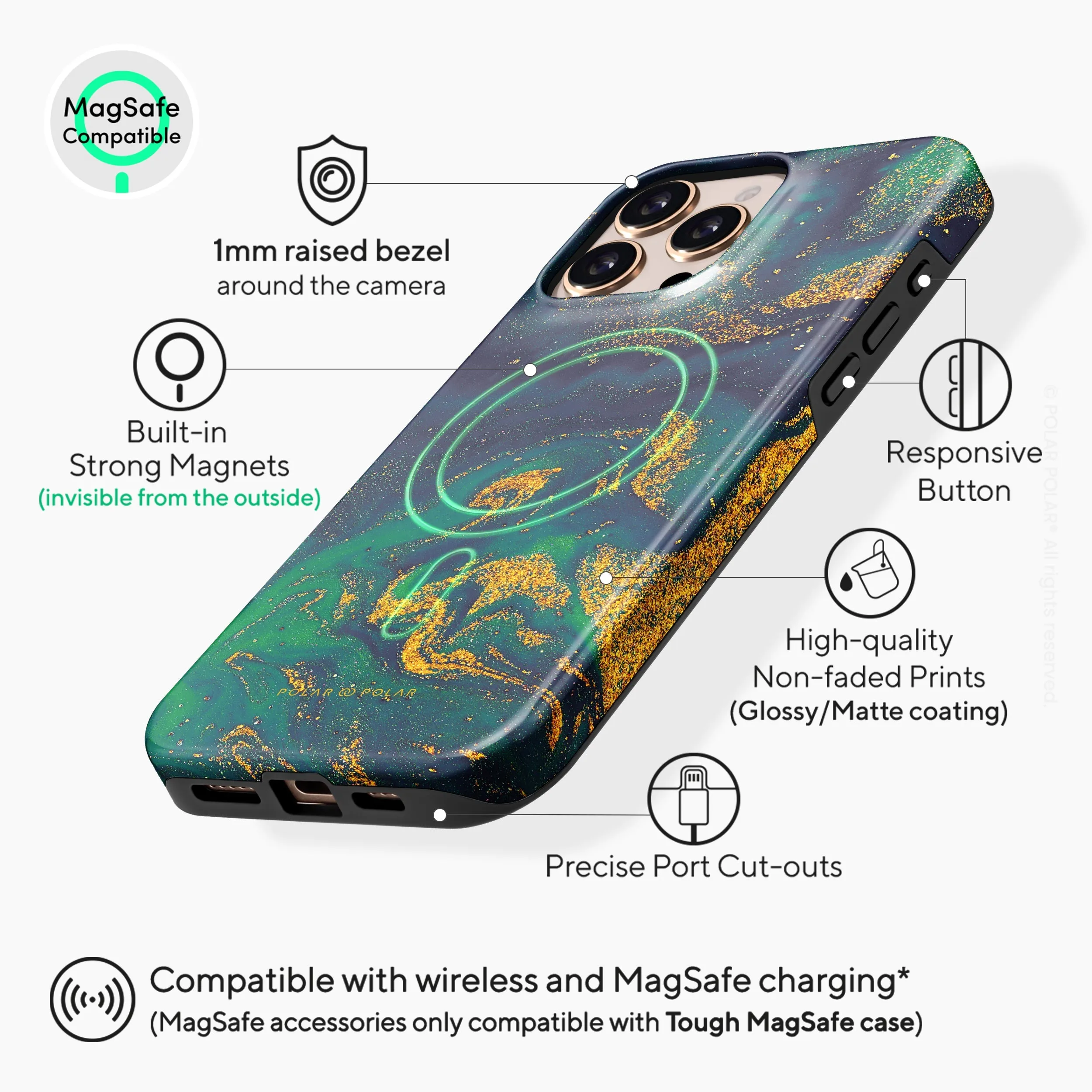 Green Night Quicksand - iPhone 16 Pro Max Case