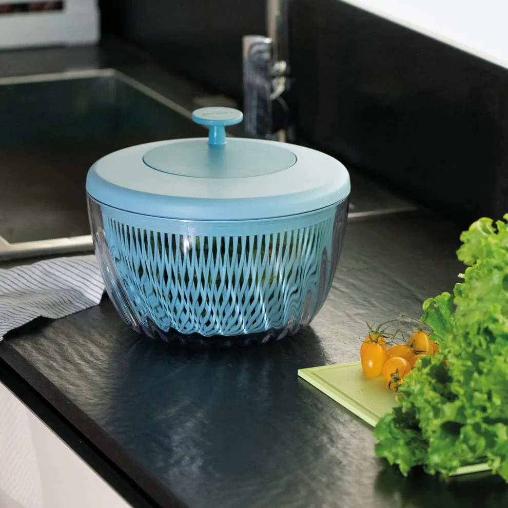 Guzzini Preparation Salad Spinner With Lid 26cm Spin & Store Matt Blue GZ170900134