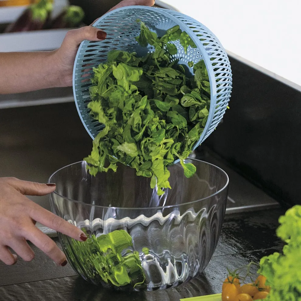 Guzzini Preparation Salad Spinner With Lid 26cm Spin & Store Matt Blue GZ170900134