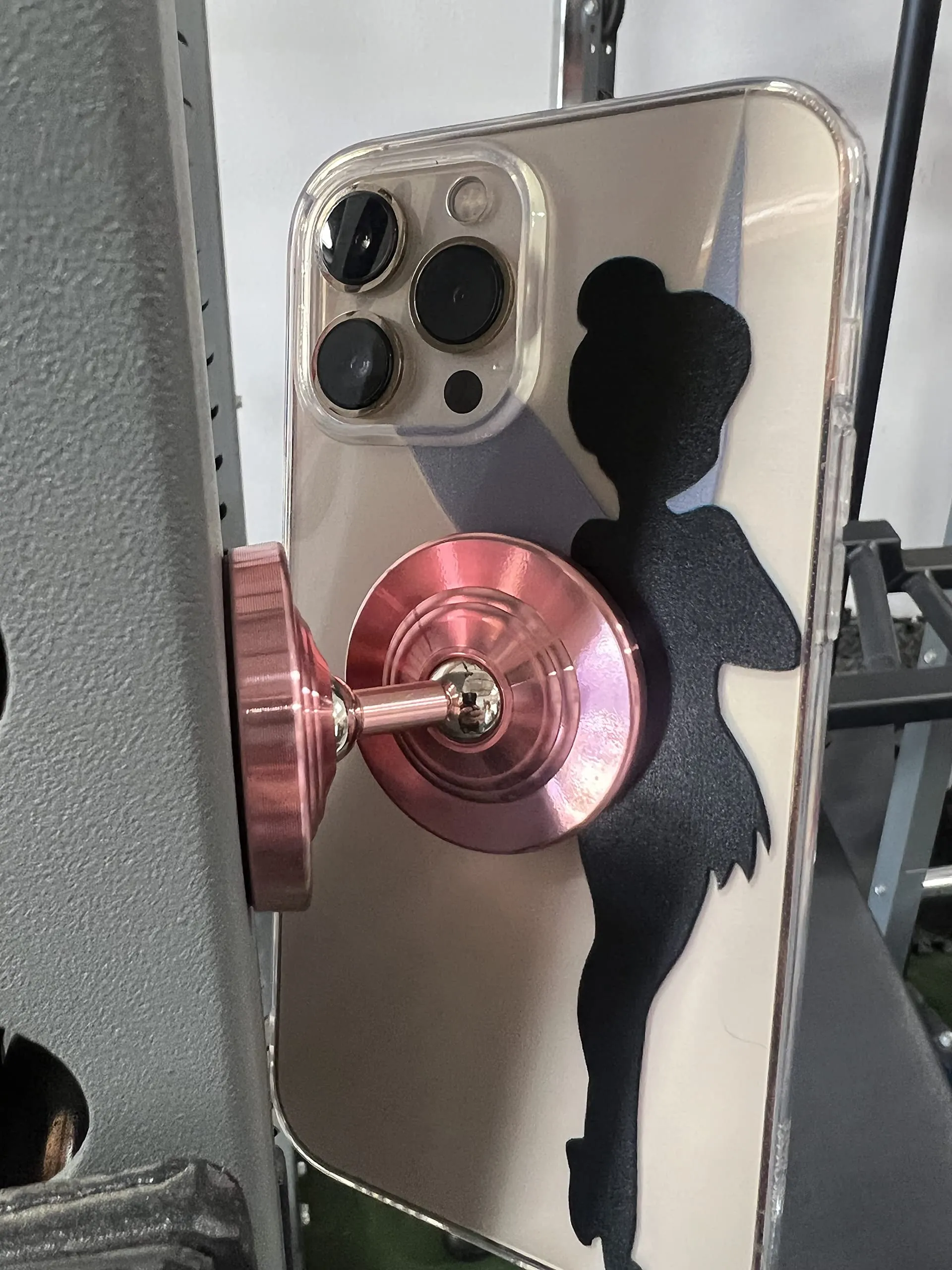 Gym Buddy Magnetic Phone Mount - Easy to Use Magnetic Phone Holder - Magnetic Mount with Magnetic Phone Grip - Gym Magnetic Phone Holder with Double Sided Magnet for All Types of Phone - Pink