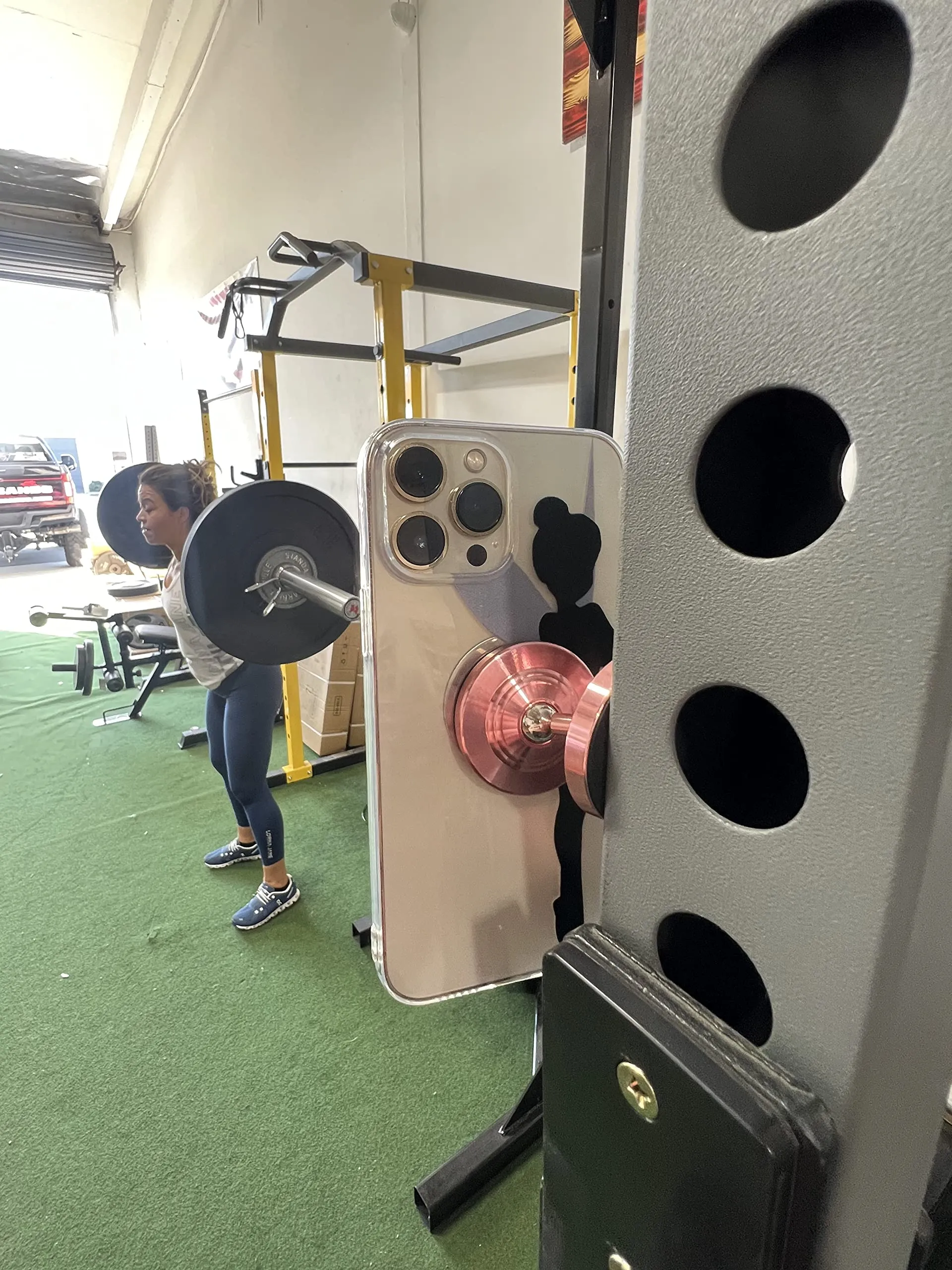 Gym Buddy Magnetic Phone Mount - Easy to Use Magnetic Phone Holder - Magnetic Mount with Magnetic Phone Grip - Gym Magnetic Phone Holder with Double Sided Magnet for All Types of Phone - Pink
