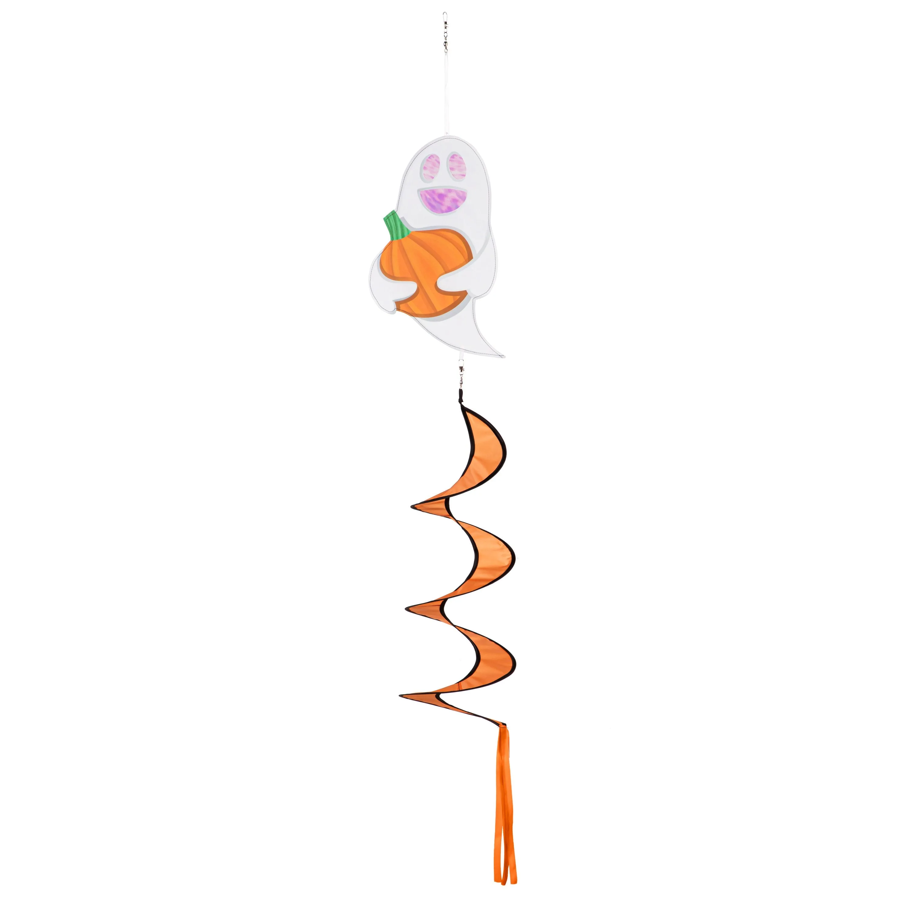 Halloween Ghost with Iridescence Eyes and Mouth Fabric Wind Spinner,45637