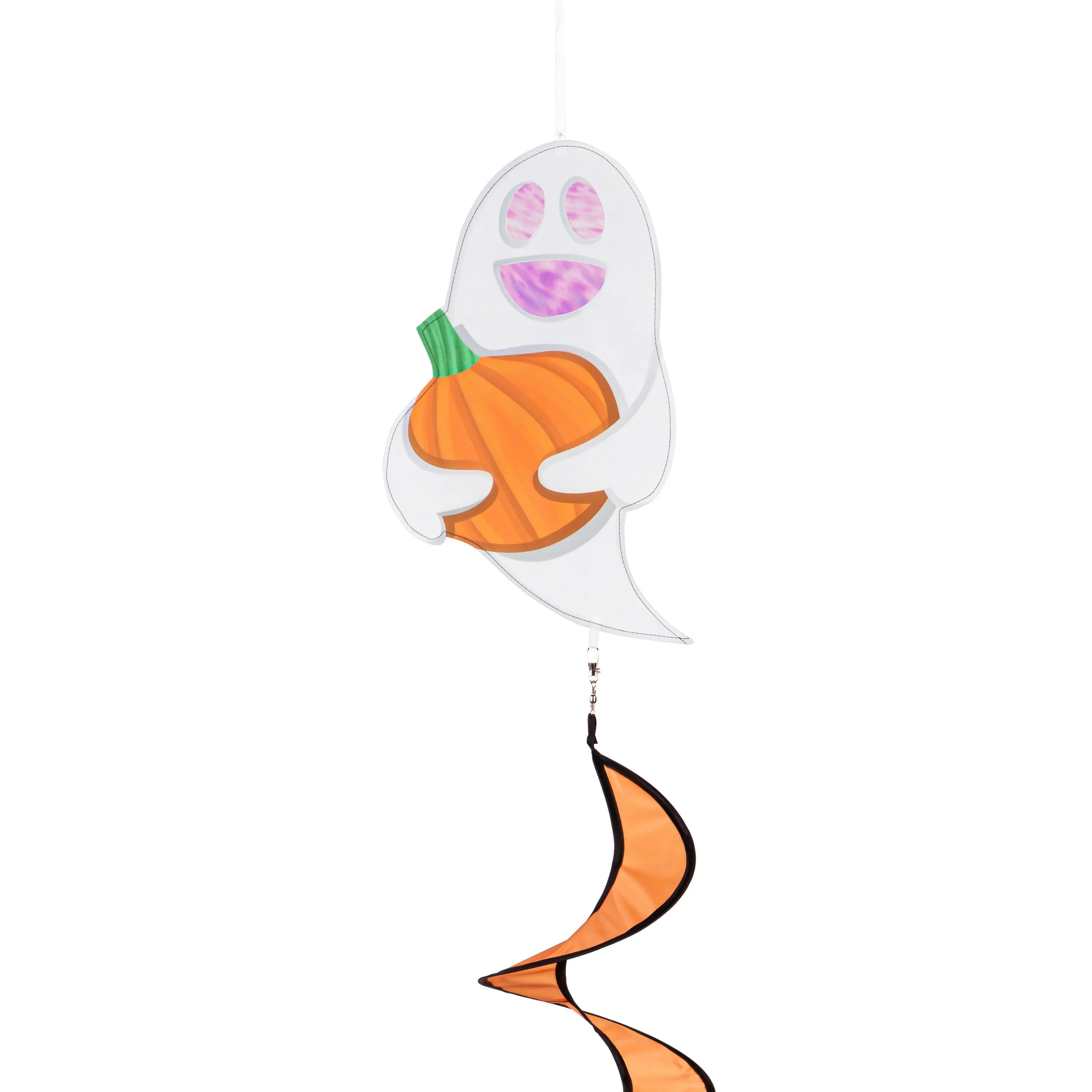 Halloween Ghost with Iridescence Eyes and Mouth Fabric Wind Spinner,45637