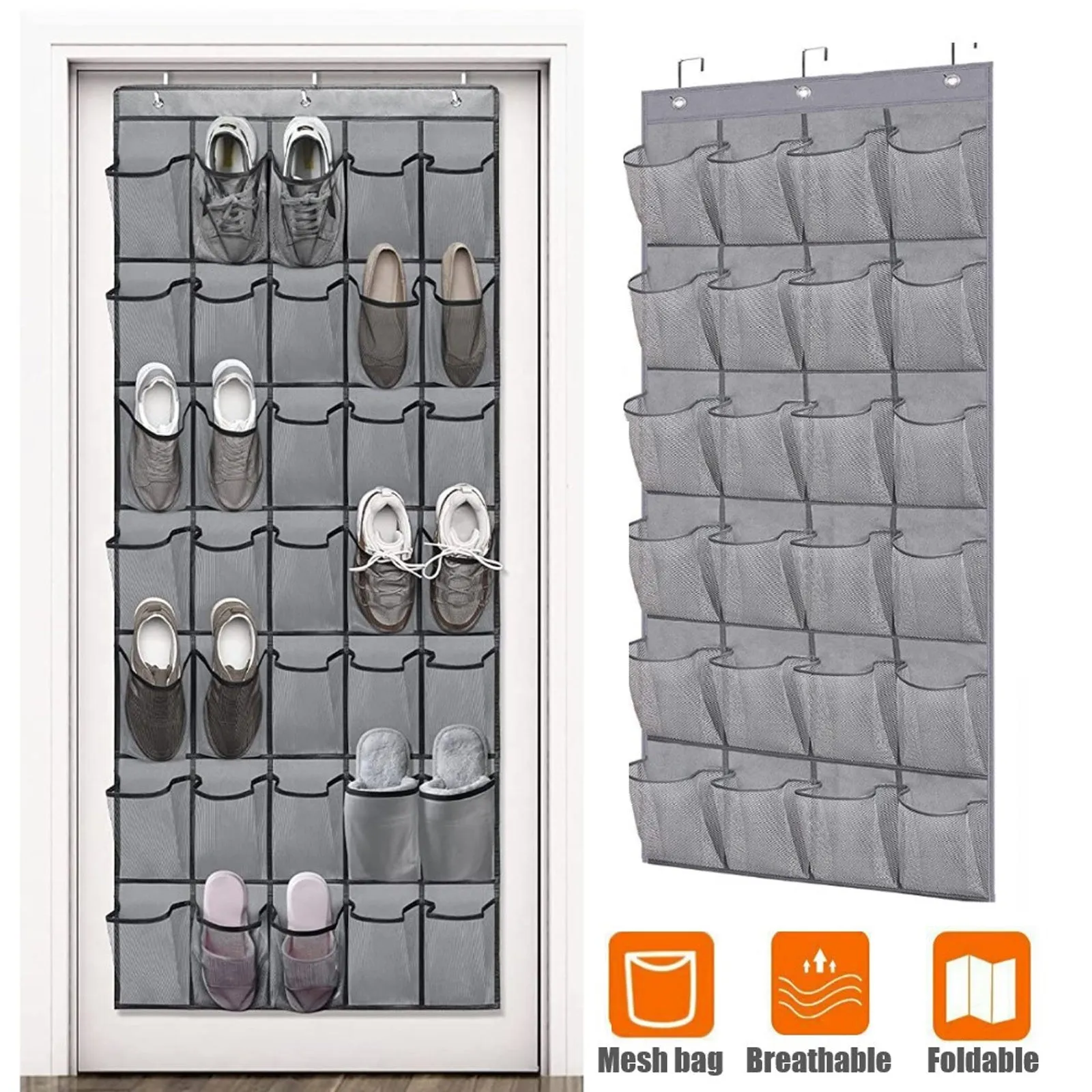 Hanging Shoe Organizer 24 28 Mesh Pockets Space Saver Storage Bag