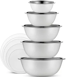 Heavy Duty Meal Prep Stainless Steel Mixing Bowls Set with Lids
