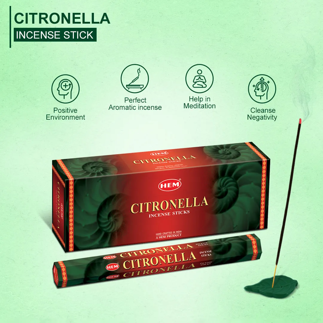 HEM Citronella Long Garden Incense Sticks - Pack of 6 (10 Sticks Each)