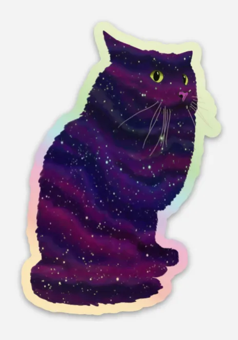 Holographic Galaxy Cat Sticker