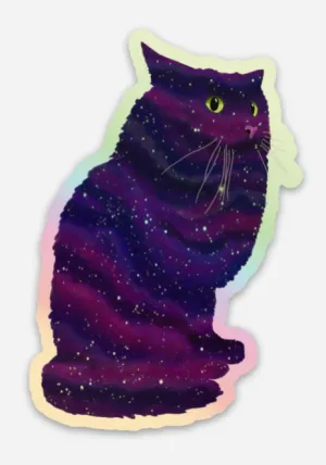 Holographic Galaxy Cat Sticker
