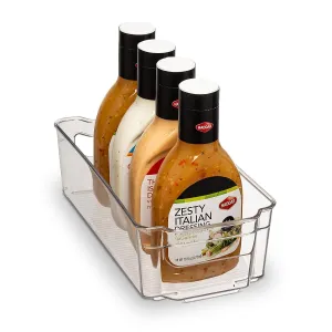 Home Basics Clear Acrylic Food Storage Container Bin for Fridge Freezer or Pantry, Stackable with Handles. Organize Dressings, Fruit, Vegetables, Yogurt, Snacks, Medium, 6” x 12"