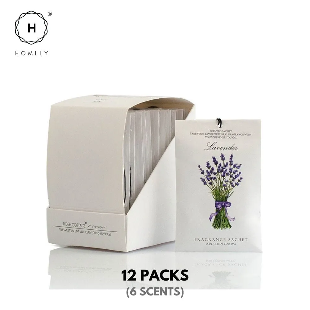 Homlly 12 Packs Scented Sachets for Drawer, bag, shoe rack, gift and Closet (6 Scents)