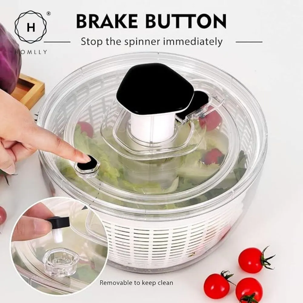 Homlly Press Pump 3 in 1 Multi-Use Vegetable Fruit Salad Spinner Dryer Serve Bowl