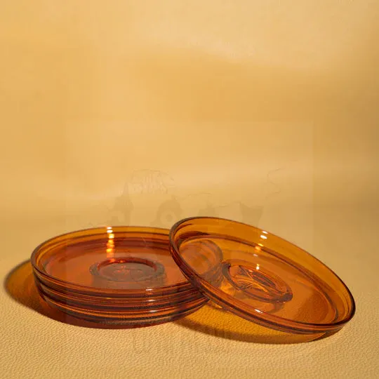 HUSKEE Cups 4 pack of 3oz Saucers Amber