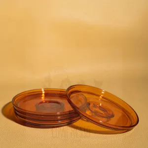 HUSKEE Cups 4 pack of 3oz Saucers Amber