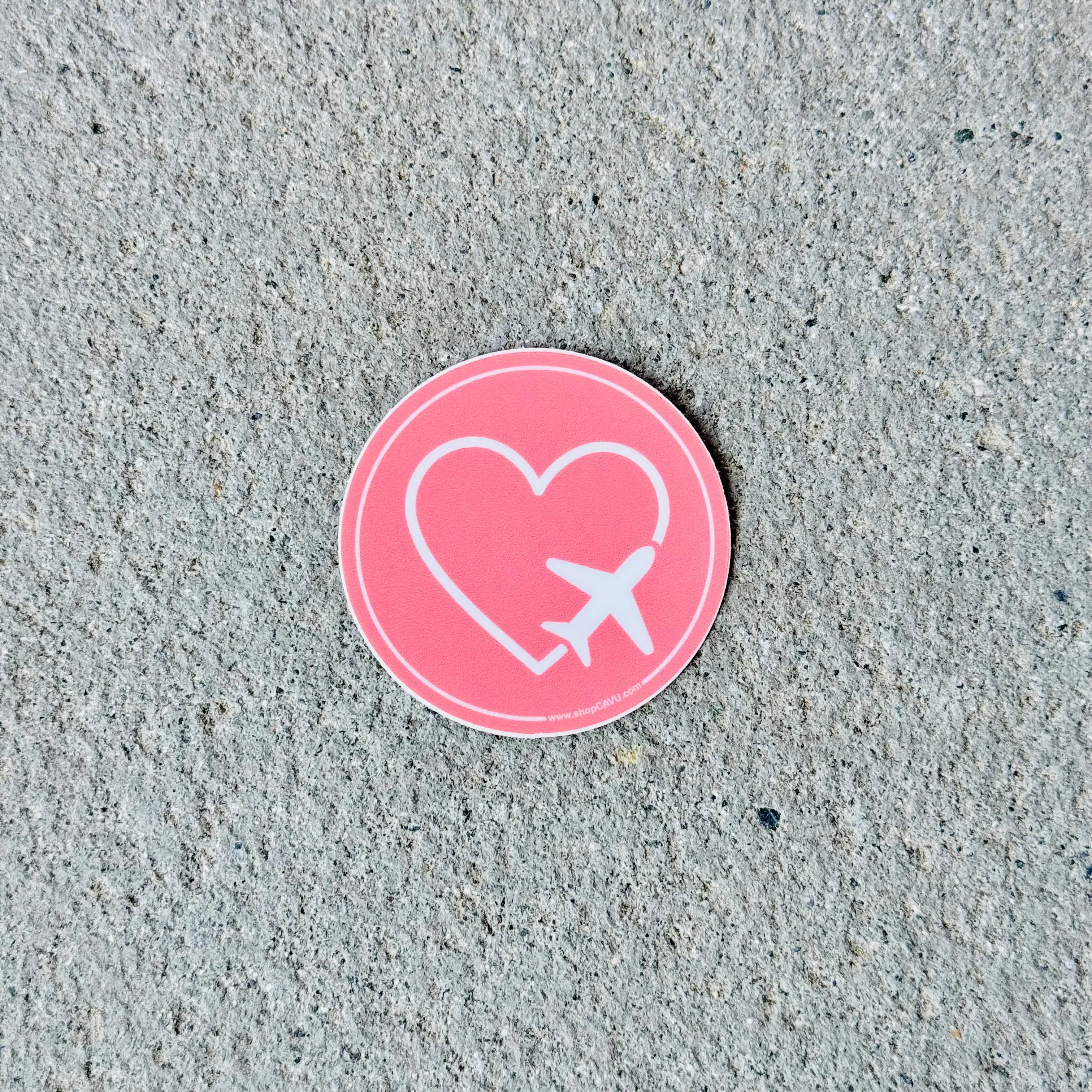 I Heart Airplanes 2" Coral Pink Sticker / Decal