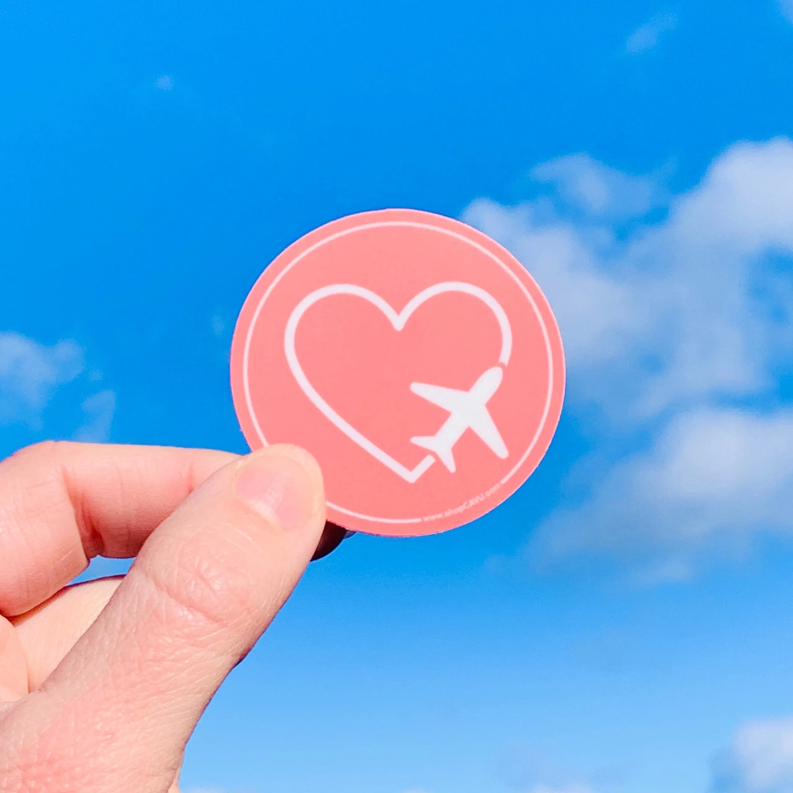I Heart Airplanes 2" Coral Pink Sticker / Decal