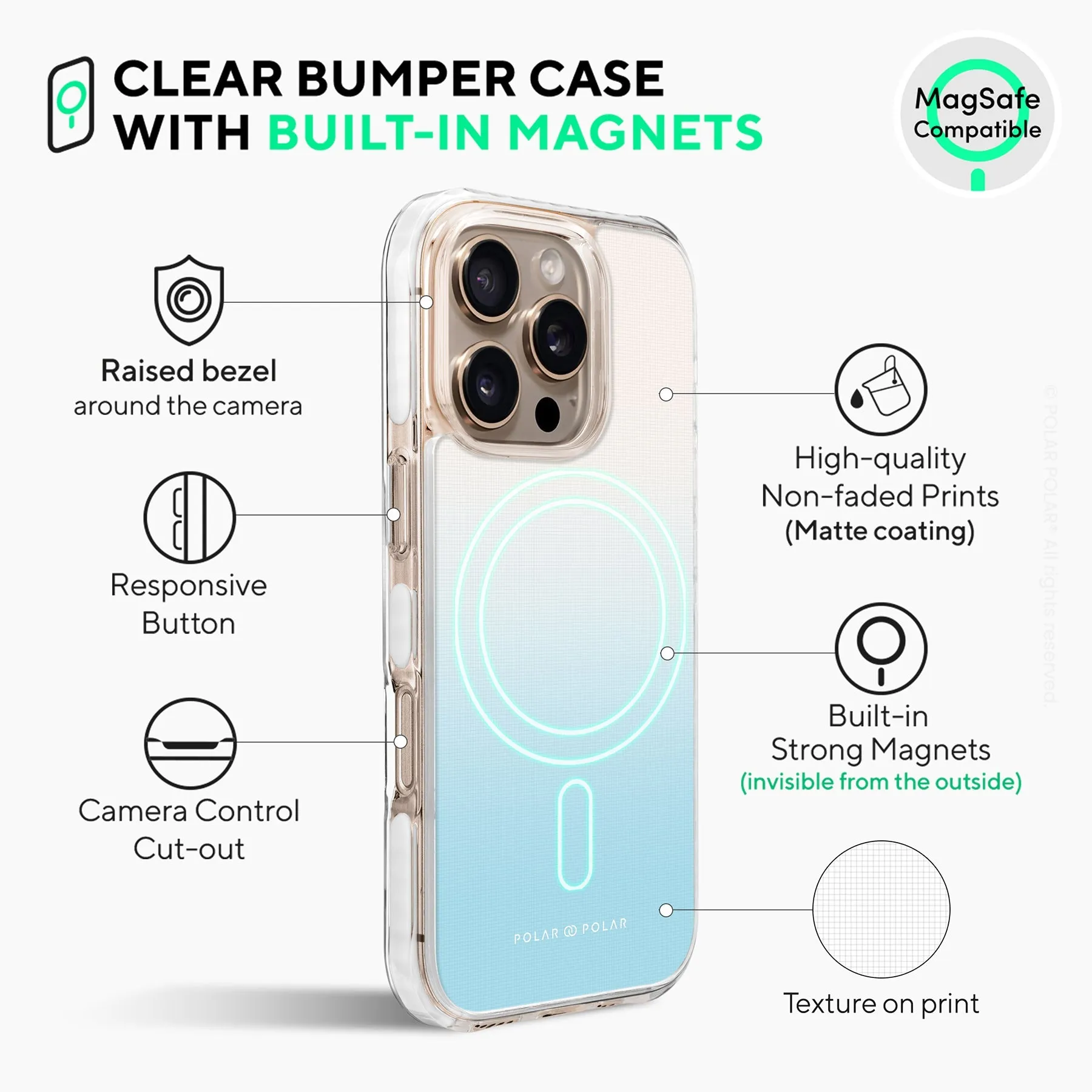 Iceberg Pastel - iPhone 16 Pro Clear Bumper MagSafe Case