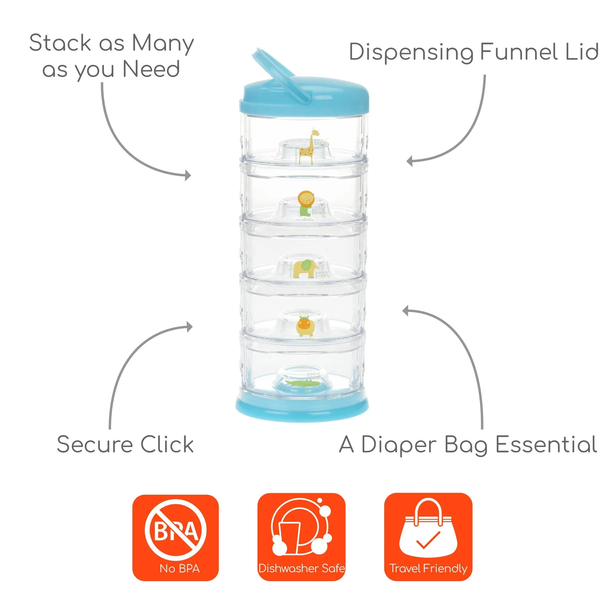 Innobaby Packin' SMART Stackables -5 Tier / Zoo Animal