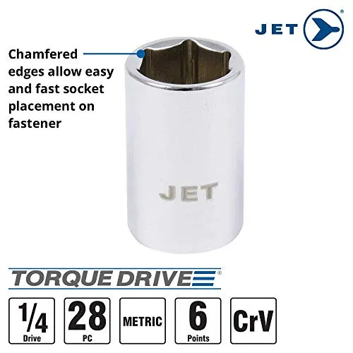 Jet 28-Piece 1/4-inch Drive Metric, 6 Point, Ratchet Wrench Chrome Socket Set, 600116