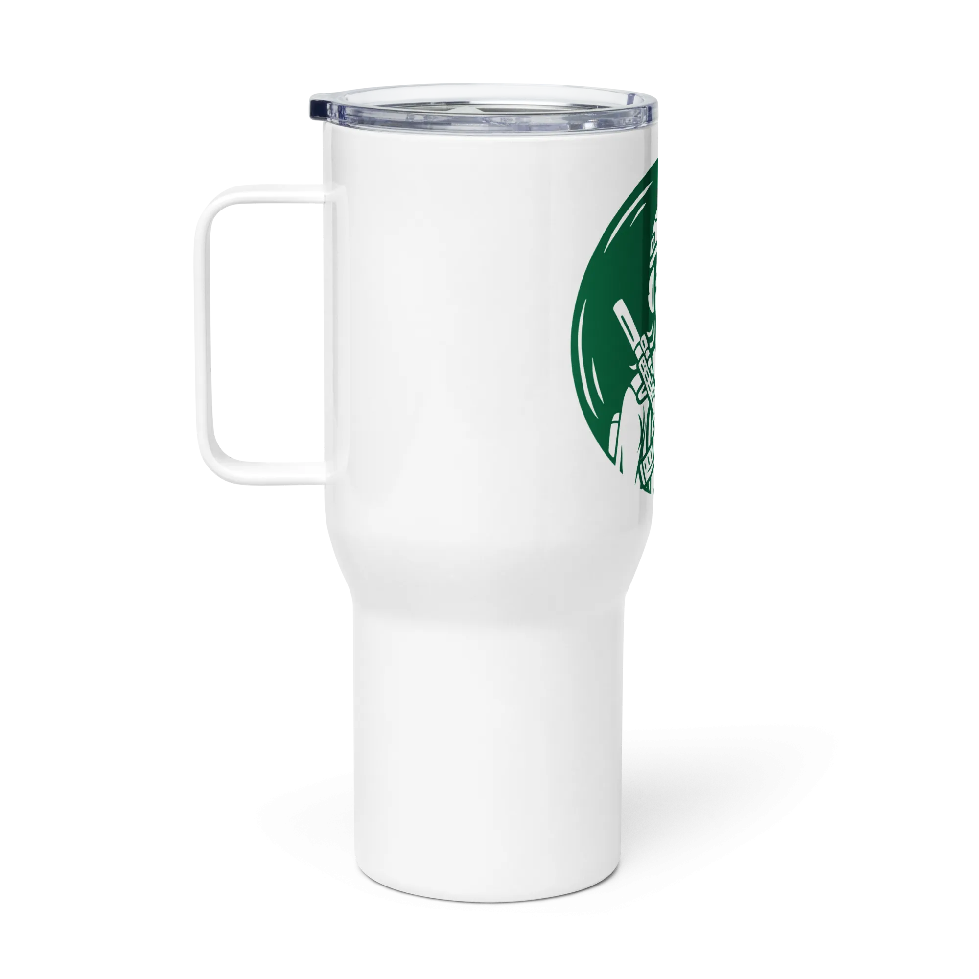 Jump Out Girl Travel mug with a handle