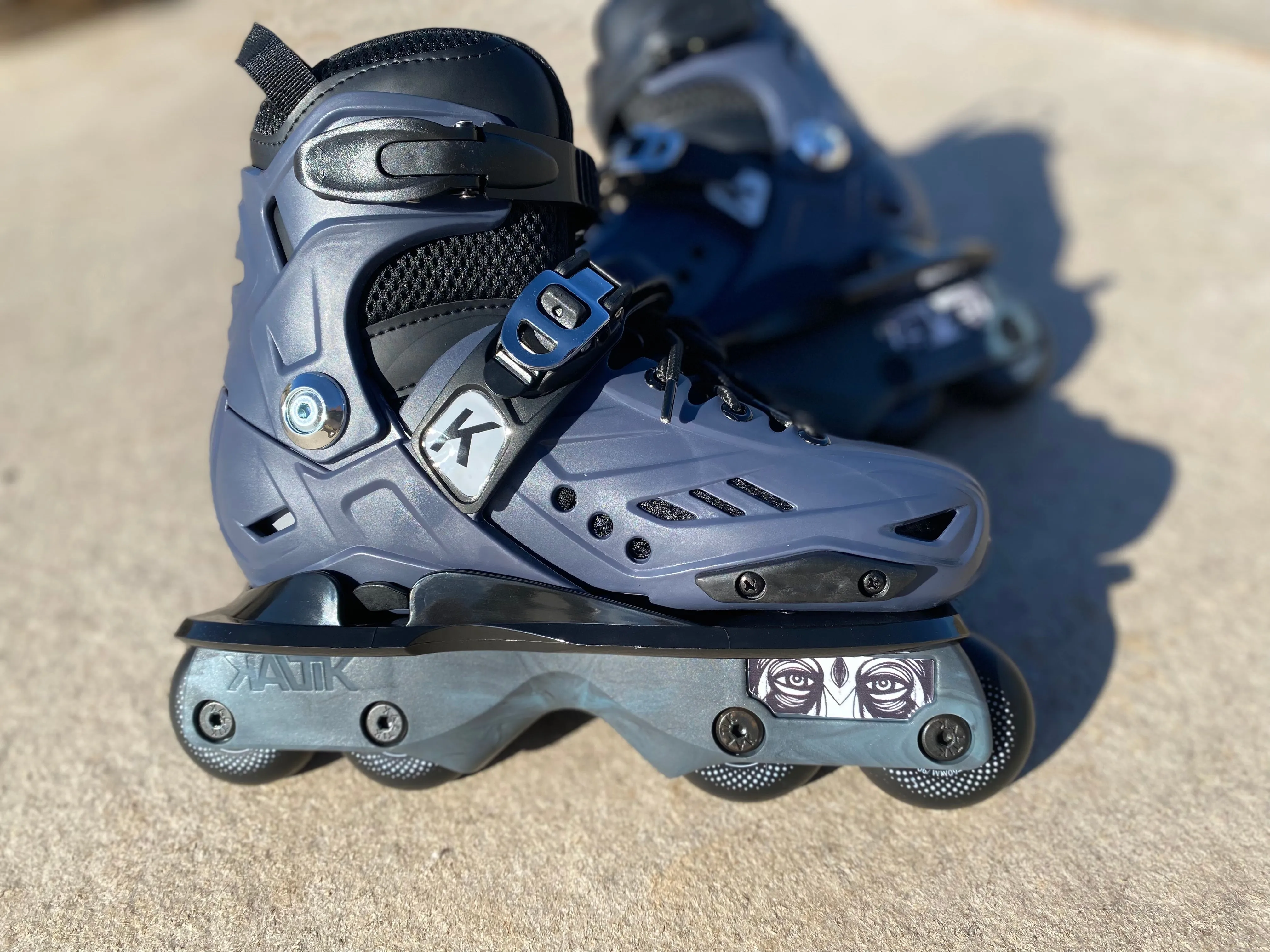 Kaltik K Skates - Jnr Blue Steel rollerblades - Flat Setup