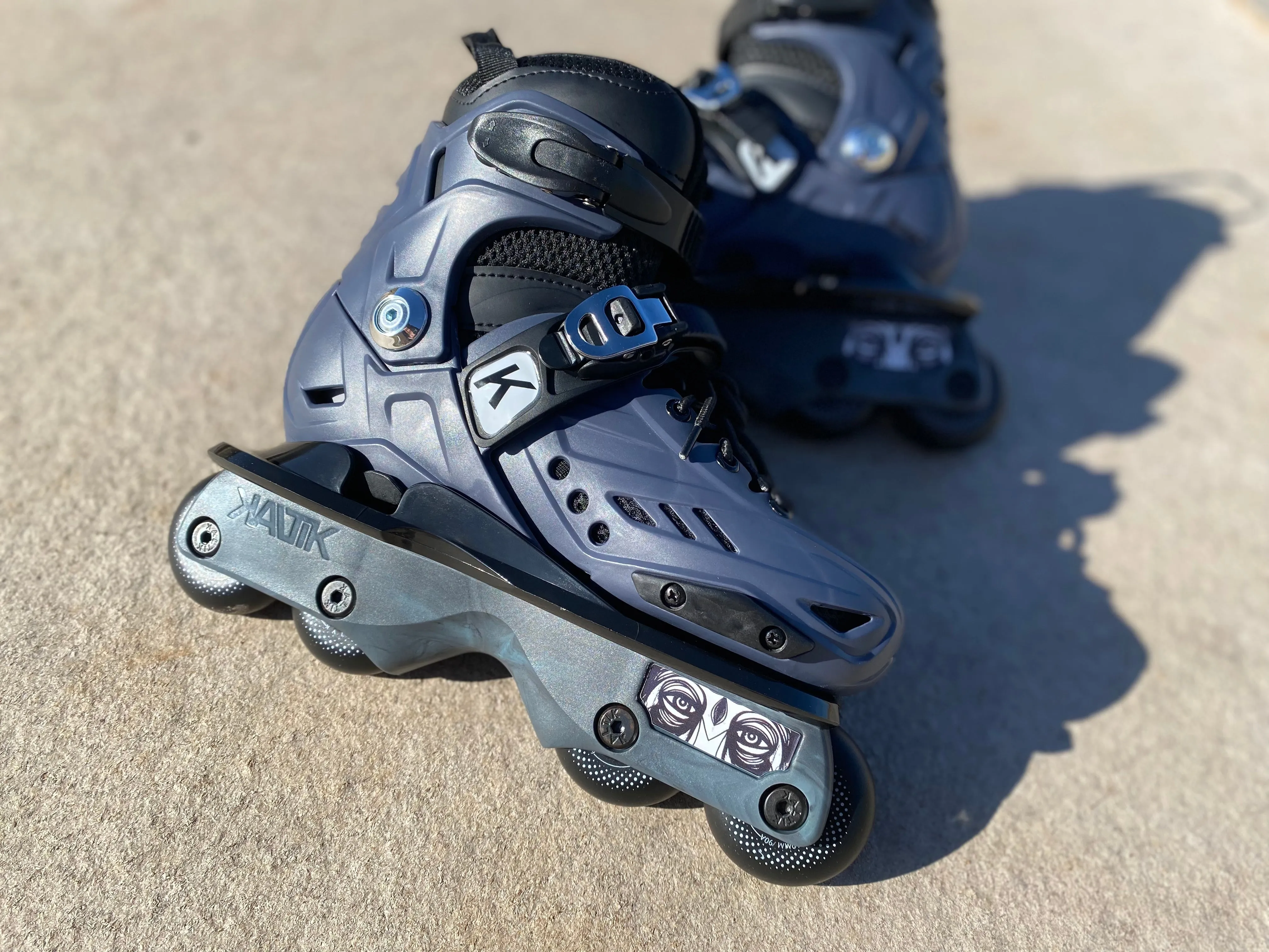 Kaltik K Skates - Jnr Blue Steel rollerblades - Flat Setup