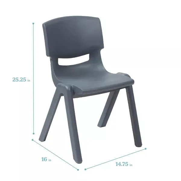 Kids Strong Stackable Plastic Chair Grey