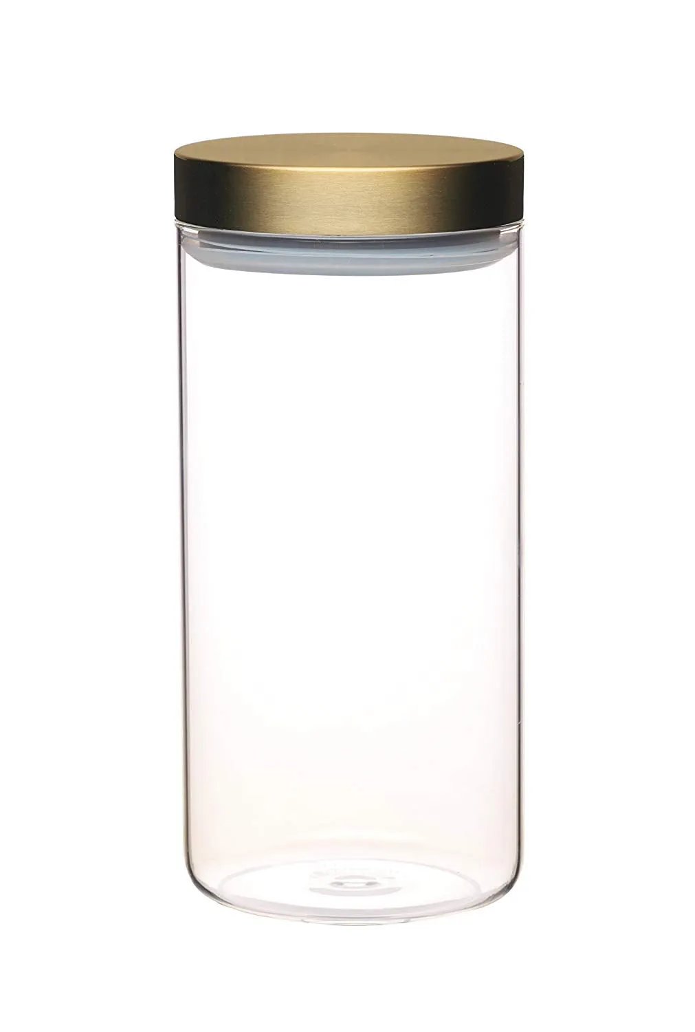 Kitchen Craft MasterClass Airtight Glass Food Storage Jar with Brass Lid, Transparent, 1.5 L (2.75 Pints)