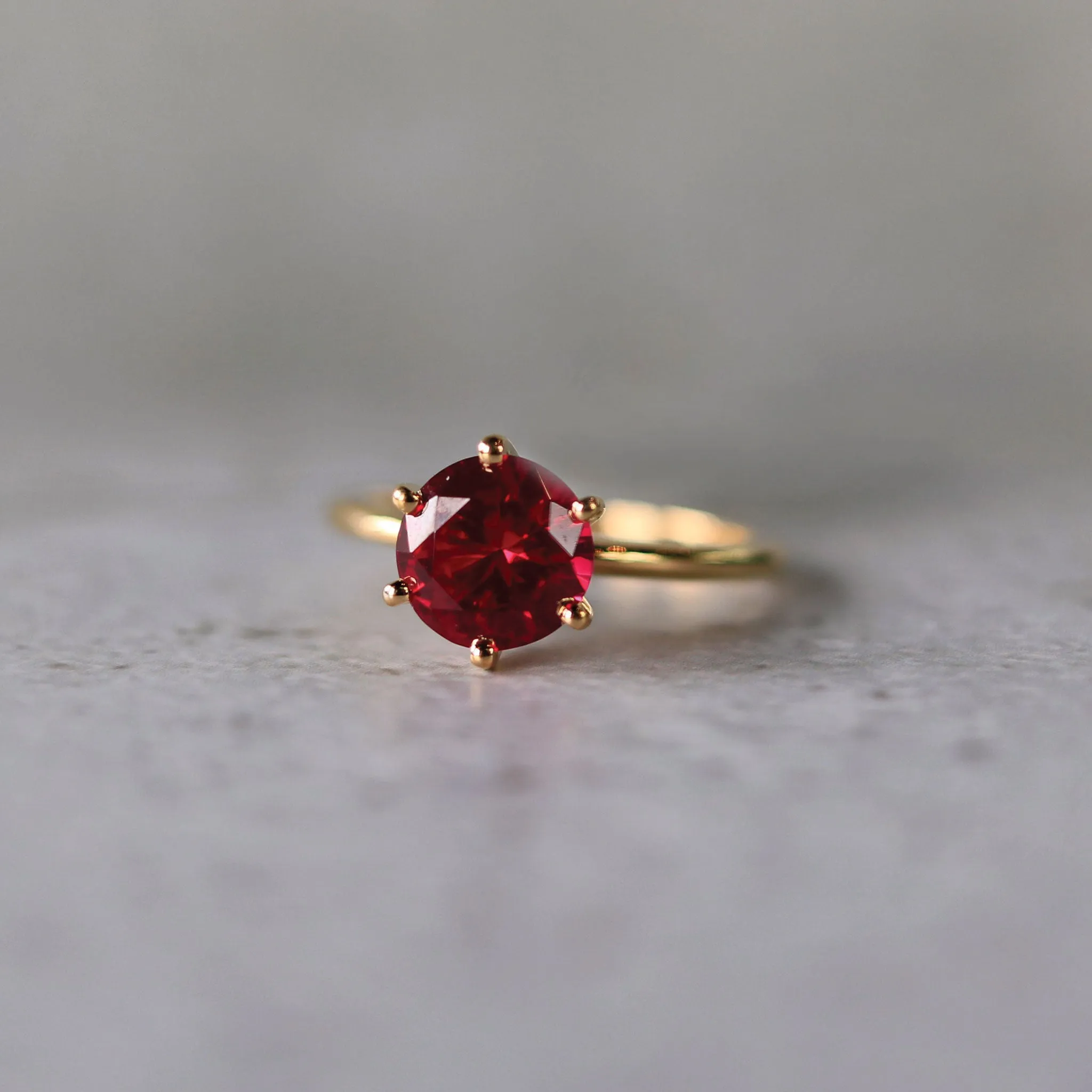 Lab-Grown Solitaire Ruby 14K Gemstone Engagement Ring