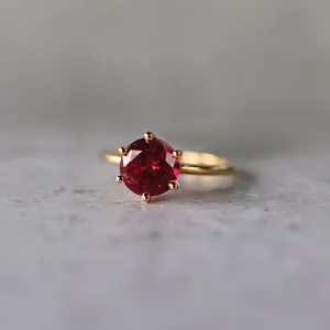 Lab-Grown Solitaire Ruby 14K Gemstone Engagement Ring