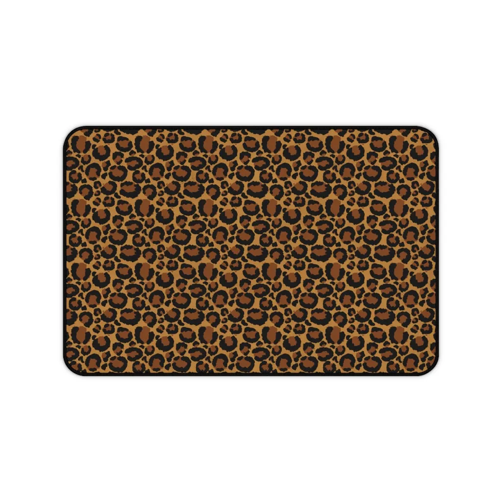 Leopard Animal Print Desk Mat Large Enough For a Laptop or Keyboard and Mouse