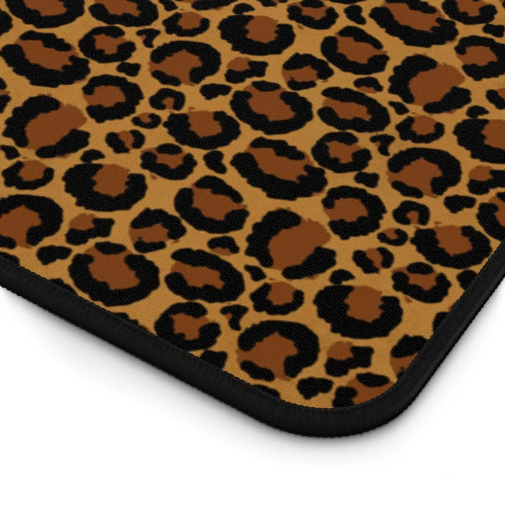 Leopard Animal Print Desk Mat Large Enough For a Laptop or Keyboard and Mouse
