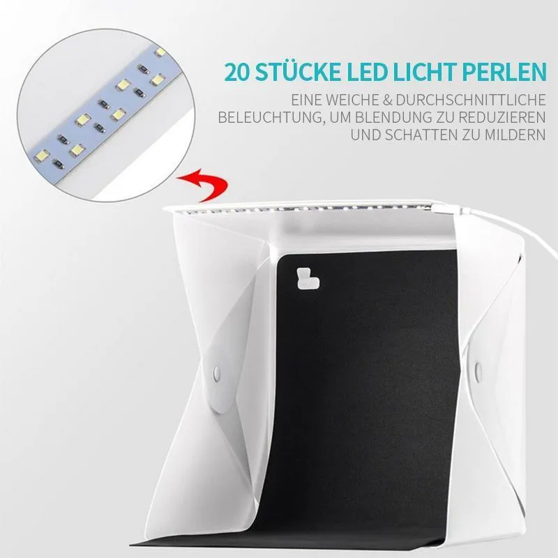 Lichtzelt Fotostudio mit 2 Hintergrundtücher
