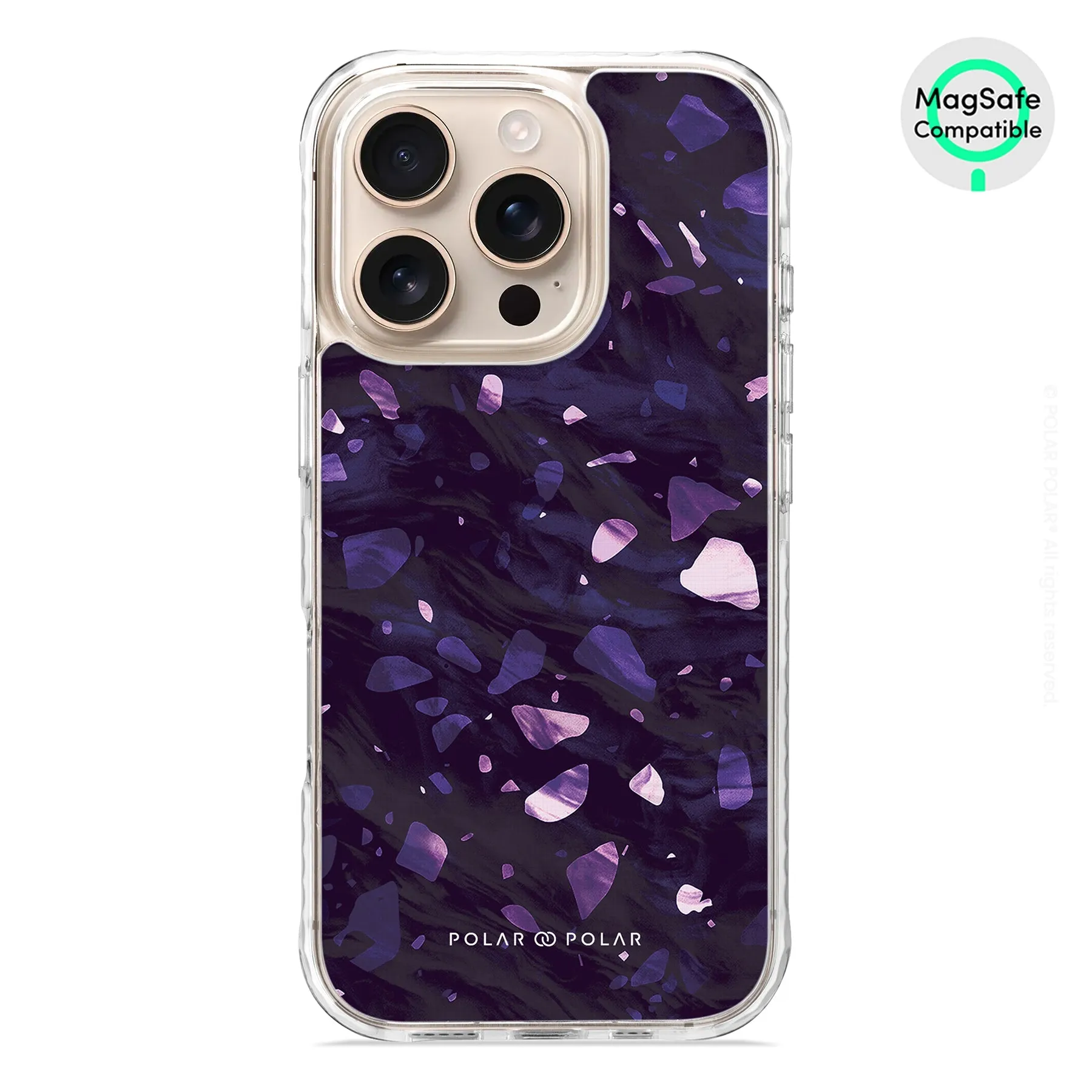 Lilac Terrazzo Gem - iPhone 16 Pro Clear Bumper MagSafe Case