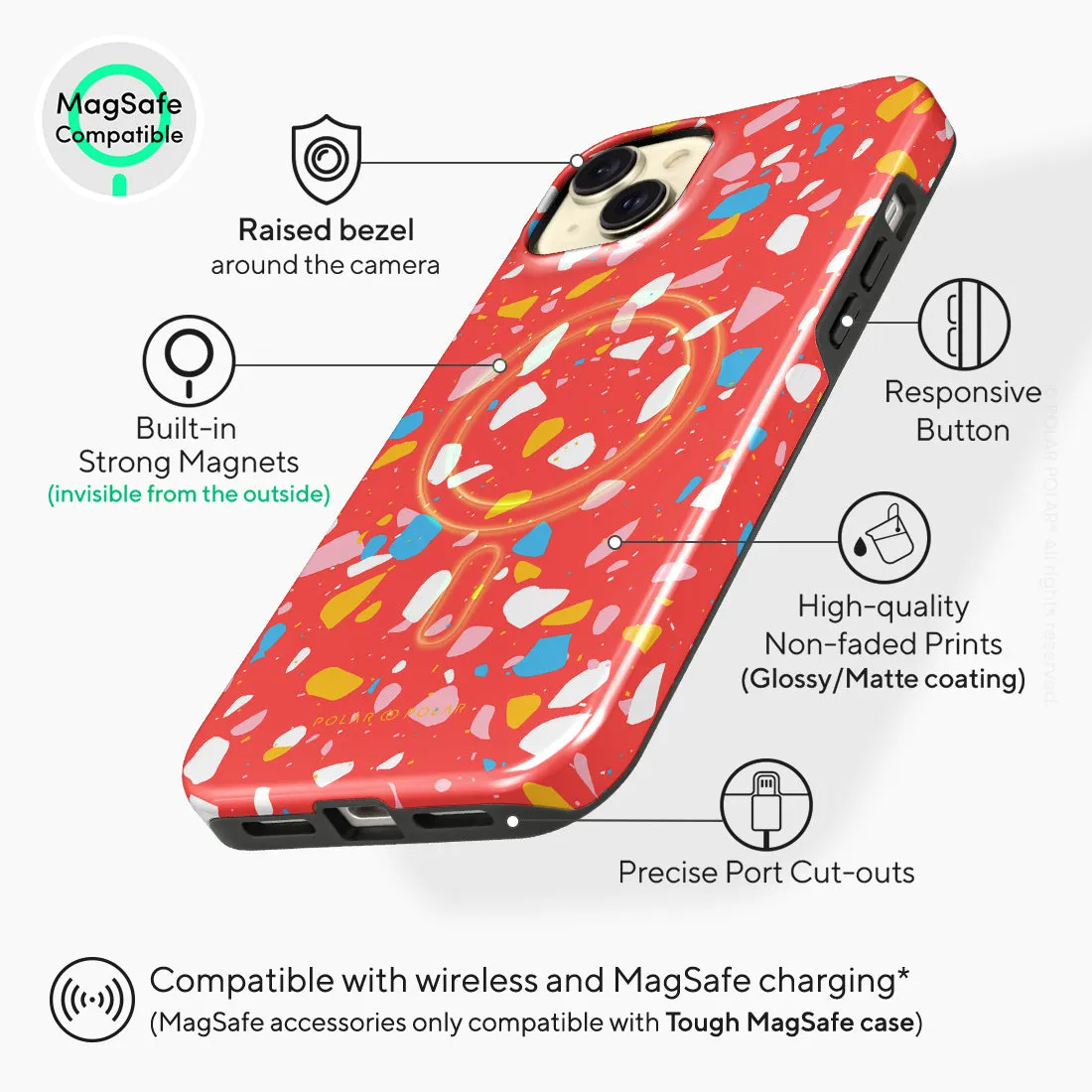 Living Coral Terrazzo - iPhone 15 Plus Case