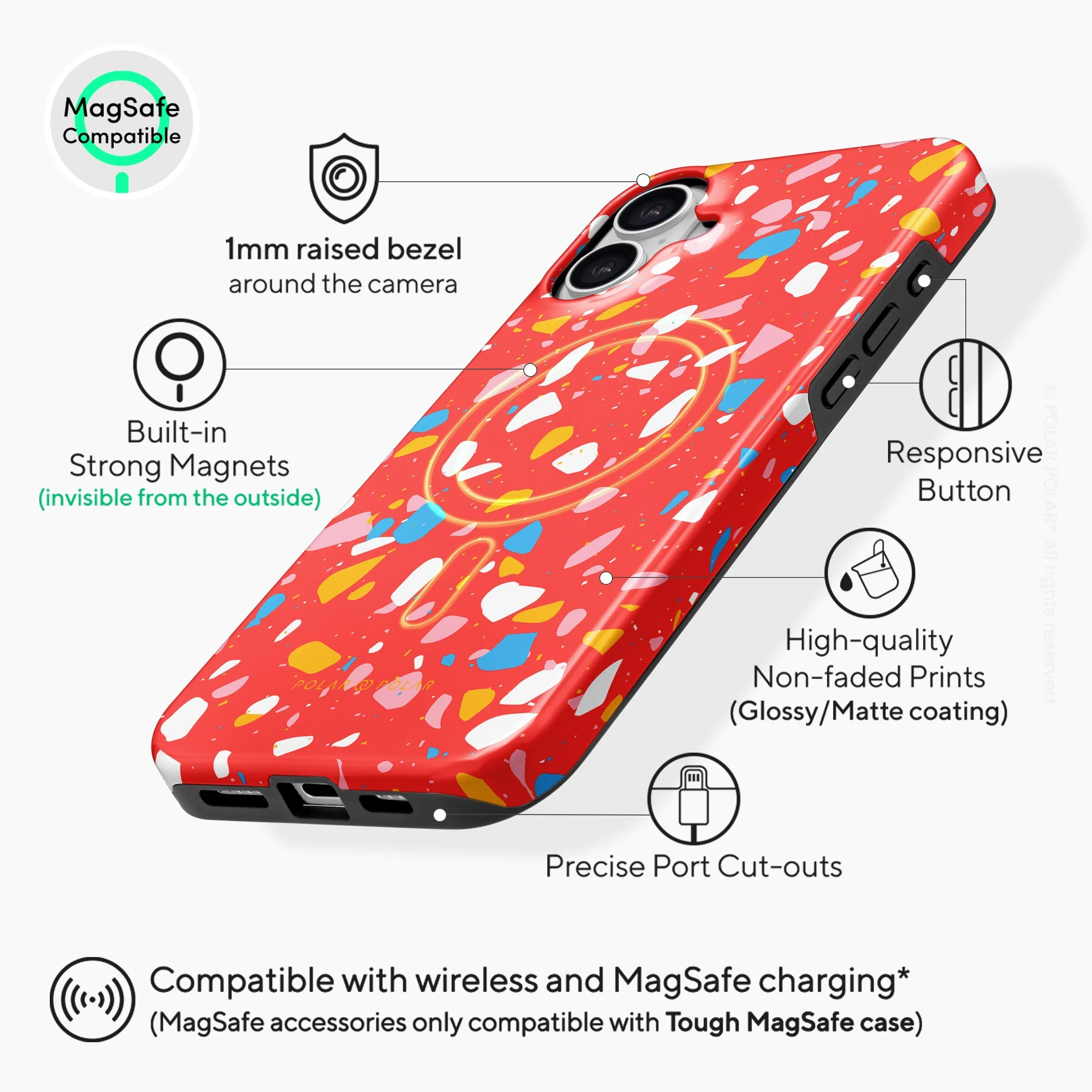 Living Coral Terrazzo - iPhone 16 Plus Case