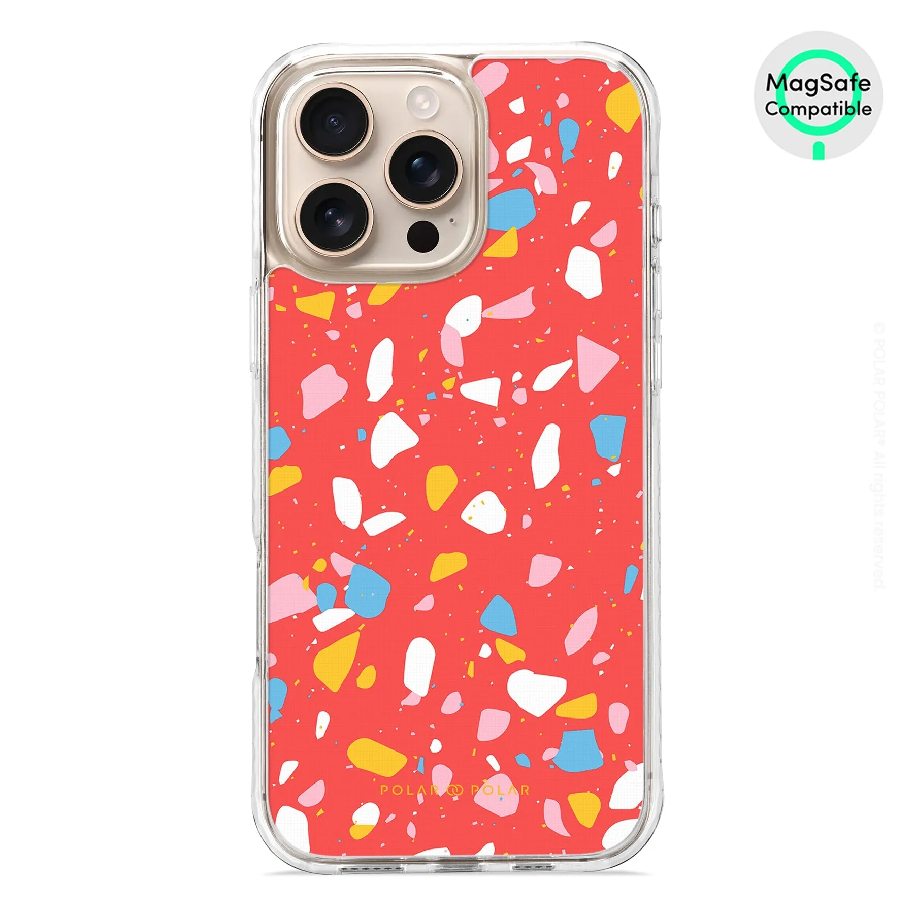 Living Coral Terrazzo - iPhone 16 Pro Max Clear Bumper MagSafe Case