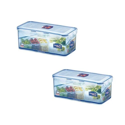 Lock&Lock HPL848C Tall Short Food Container 3.4L with Divider (x2)