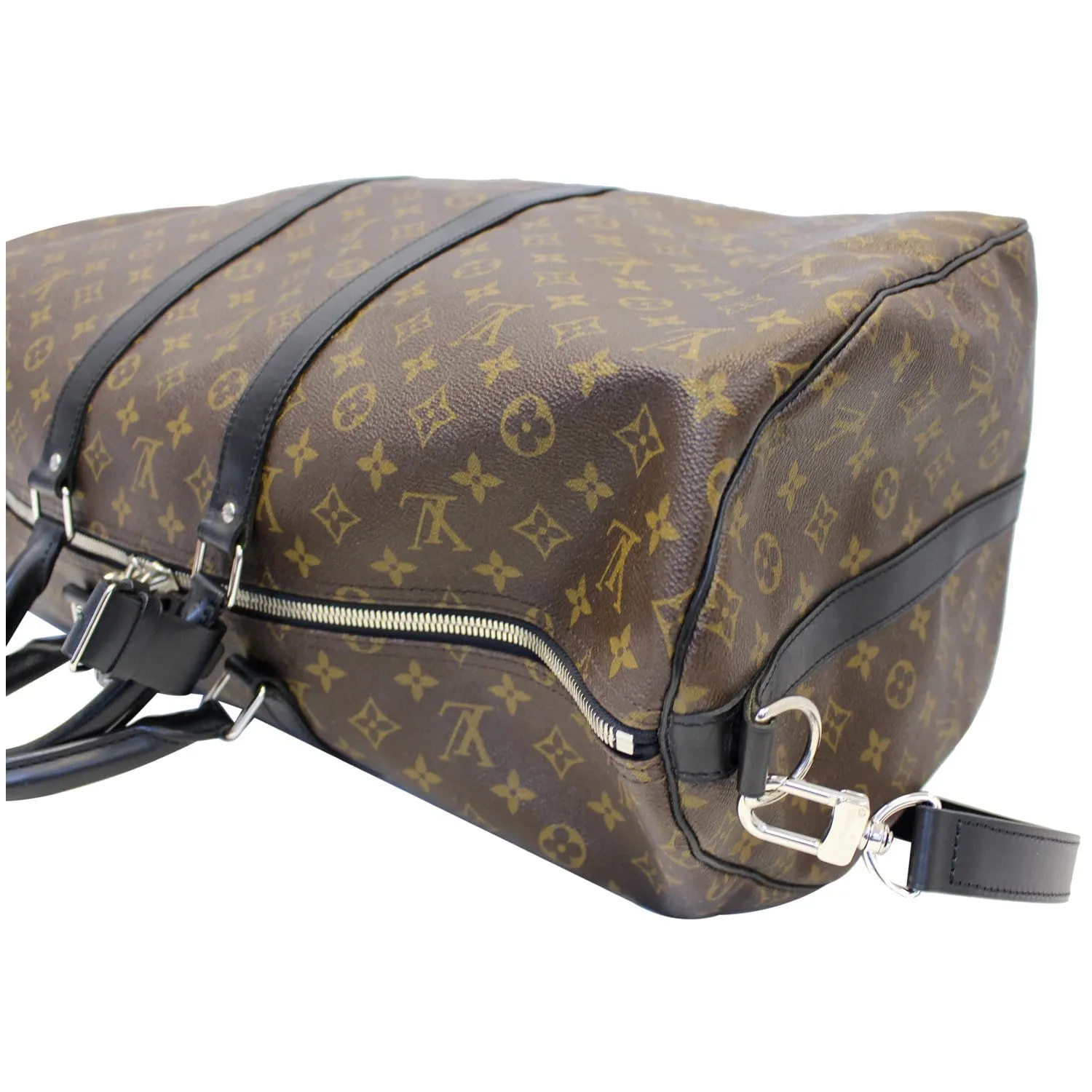 LOUIS VUITTON Keepall Bandouliere 55 Monogram Macassar Travel Bag Brown