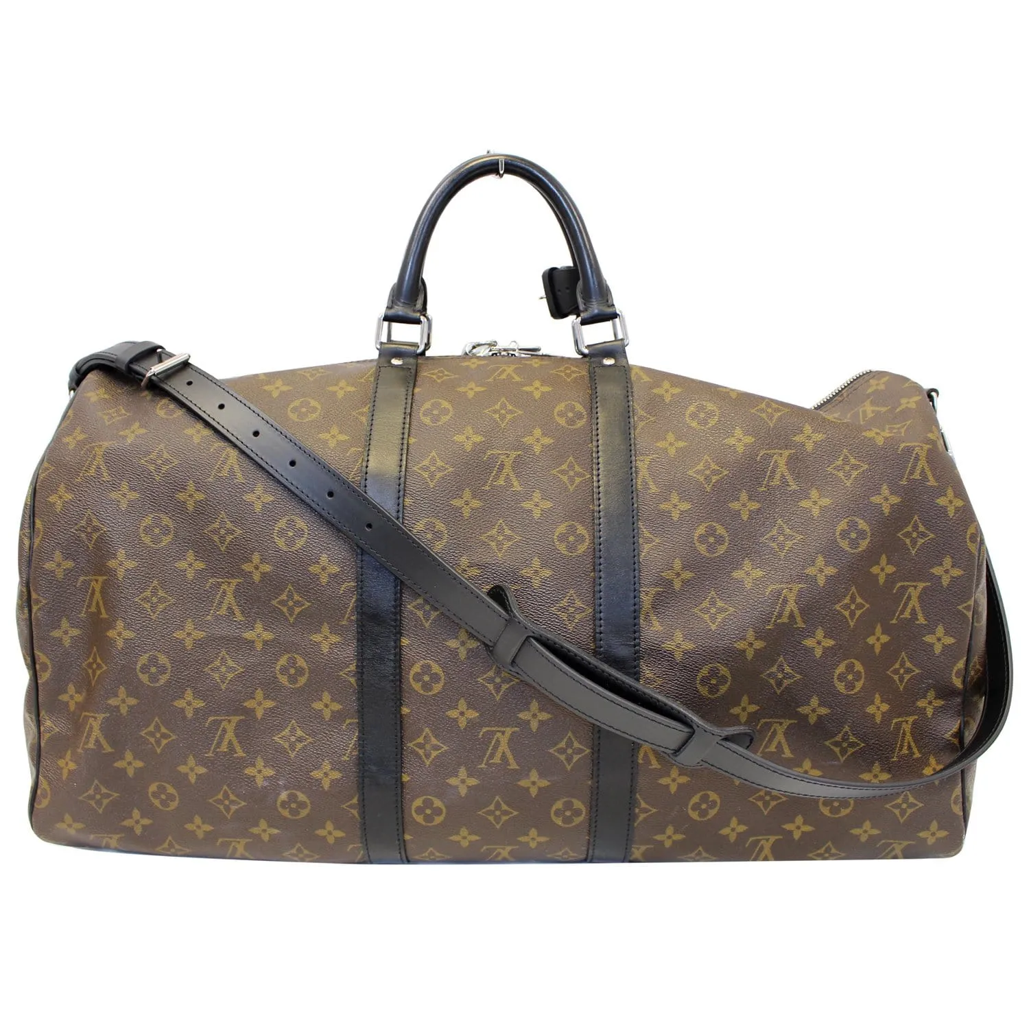 LOUIS VUITTON Keepall Bandouliere 55 Monogram Macassar Travel Bag Brown